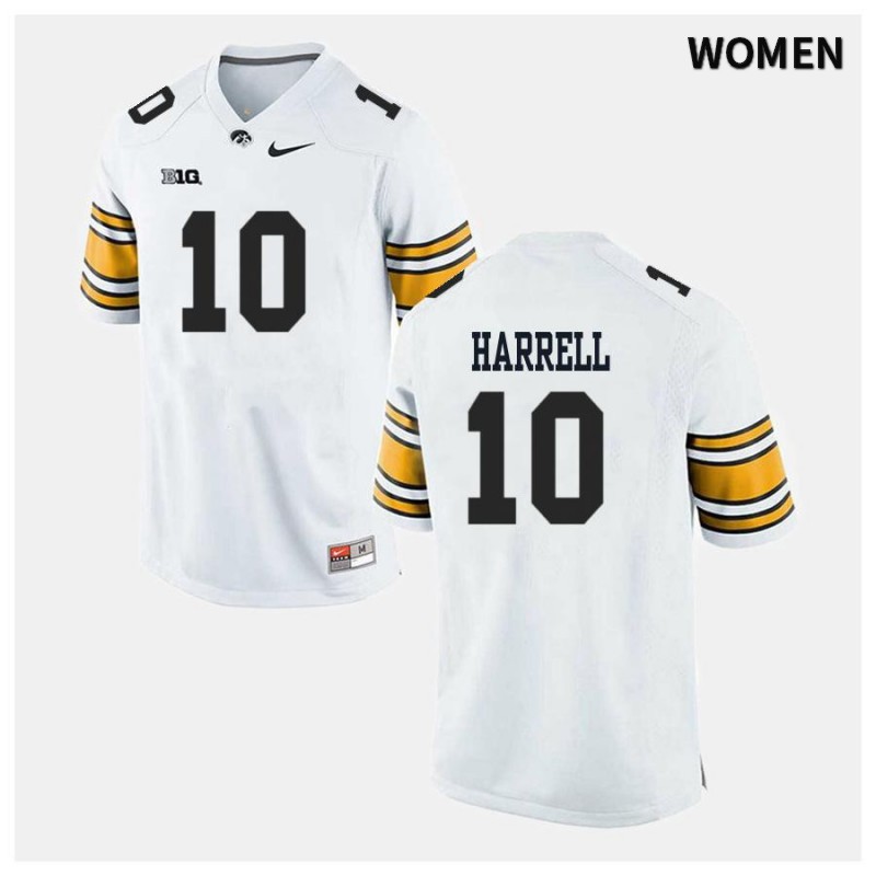 Women's Iowa Hawkeyes NCAA #10 Camron Harrell White Authentic Nike Alumni Stitched College Football Jersey ZU34U04LJ